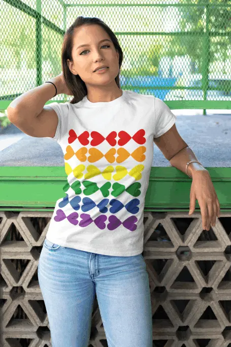 Pride Month Rainbow Hearts Design, t-shirt, tshirt, sticker, magnet